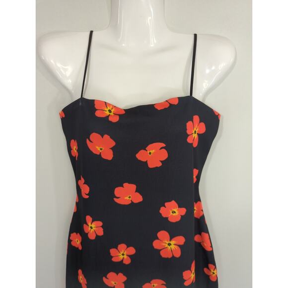 Misguided Floral Strappy Frill Hem Mini Dress - Size 10 - Black Orange Party NWT - Picture 5 of 13